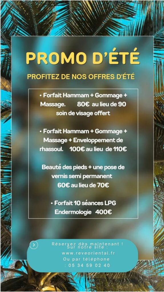 promo été 2025 hammam Rêve Oriental